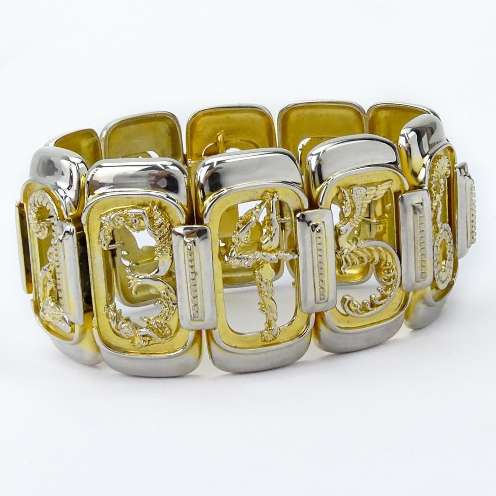 Erté, FRENCH (1892-1990) for Circle Fine Arts Circa 1984 Sterling Silver and Vermeil Figural Numbers Bracelet