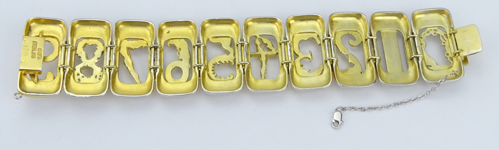 Erté, FRENCH (1892-1990) for Circle Fine Arts Circa 1984 Sterling Silver and Vermeil Figural Numbers Bracelet