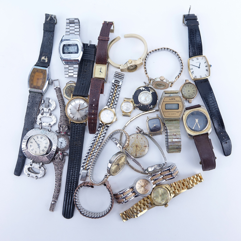 Collection of Vintage Watches, Pocket Watches, and Watch Parts