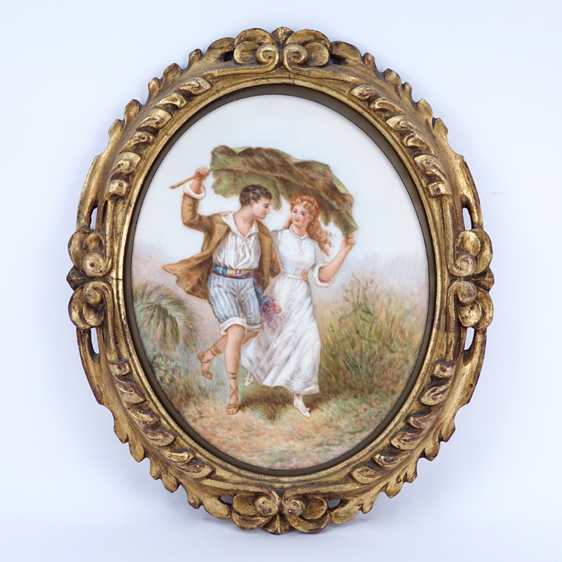 20th Century Porcelain Plaque in Gilt Frame