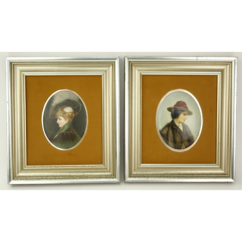 Pair of 20th Century Italian Porcelain Portrait Plaques