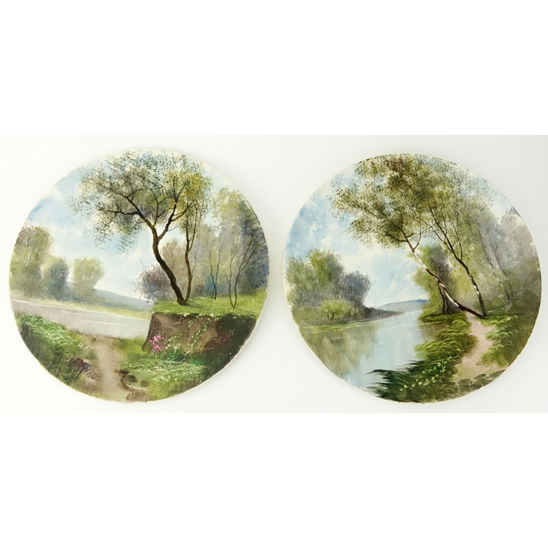 Two 19/20th Century Hand Painted Porcelain Chargers