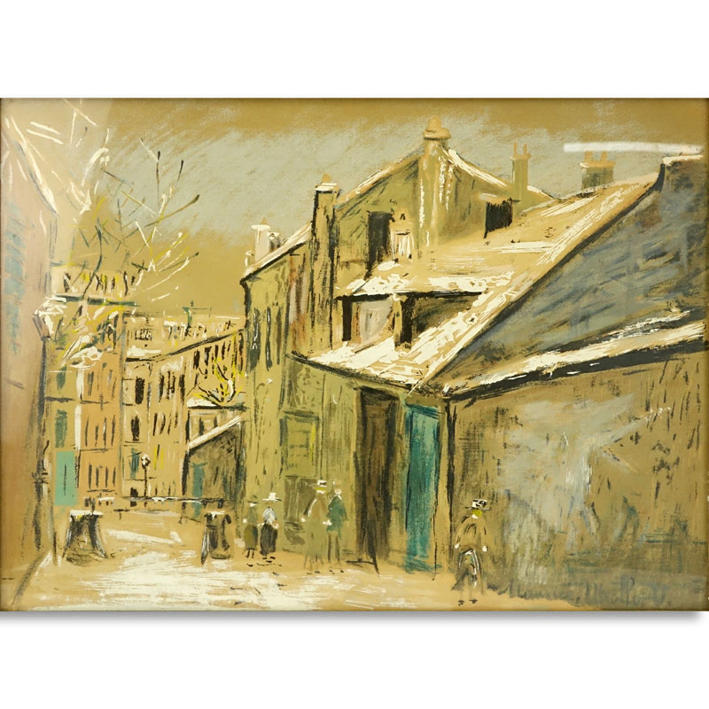 After: Maurice (Valadon) Utrillo, French (1883 - 1955) Parisian Street Scene Print on Artist board