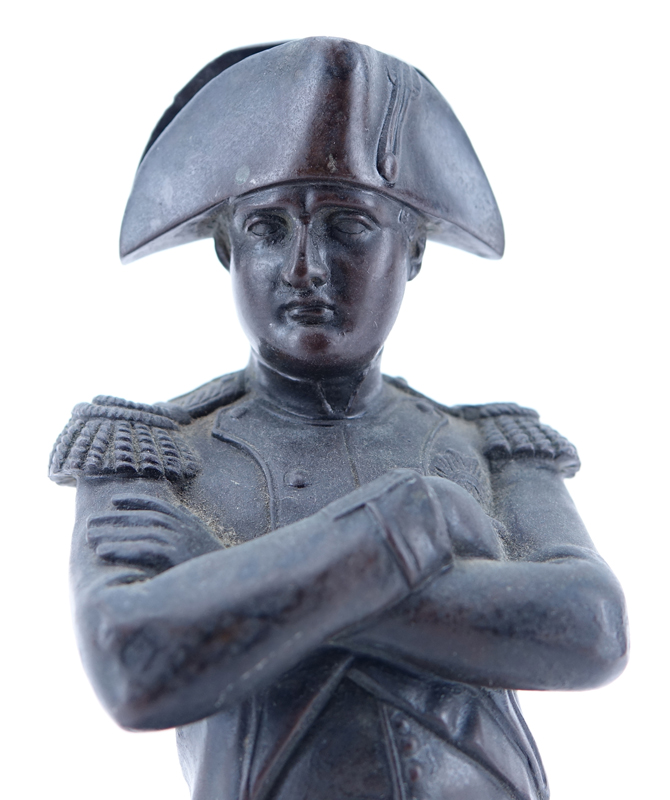 Art Deco Bronze Sculpture of Emperor Napoleon Mounted on Wooden Base