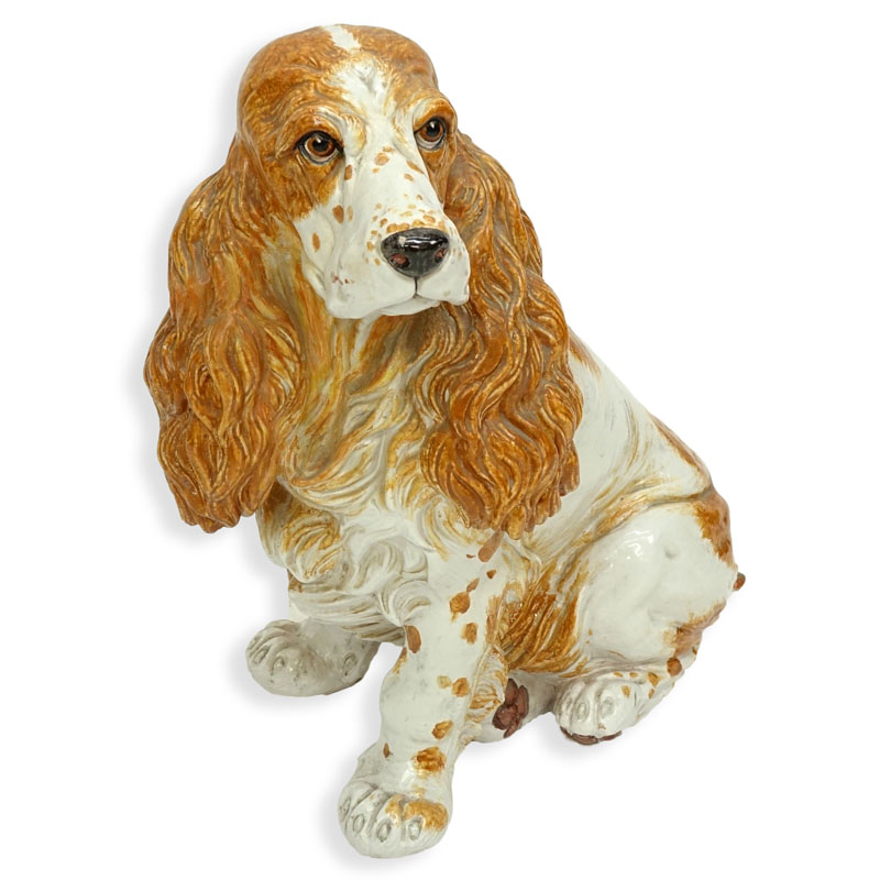 Large Mid Century Italian Hand painted Cocker Spaniel Dog Figure