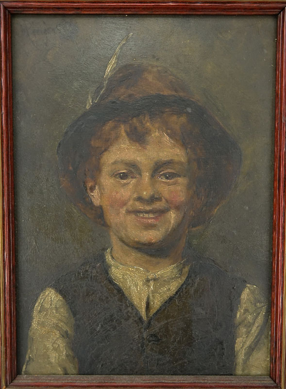 Two (2) 19/20th Century Oil on Panel, Portrait of a Young Boy and Young Girl, Signed Pfeifer Top Left