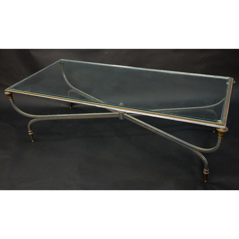 Mid Century Modern Stainless Steel Glass Top Table