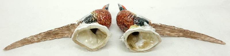 Pair of Mid Century Italian Hand painted Ceramic Pheasants