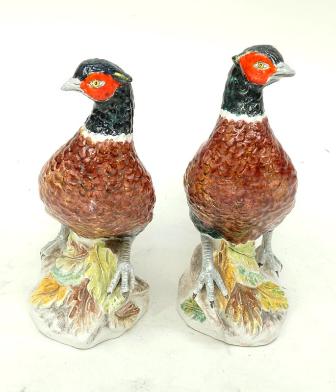 Pair of Mid Century Italian Hand painted Ceramic Pheasants