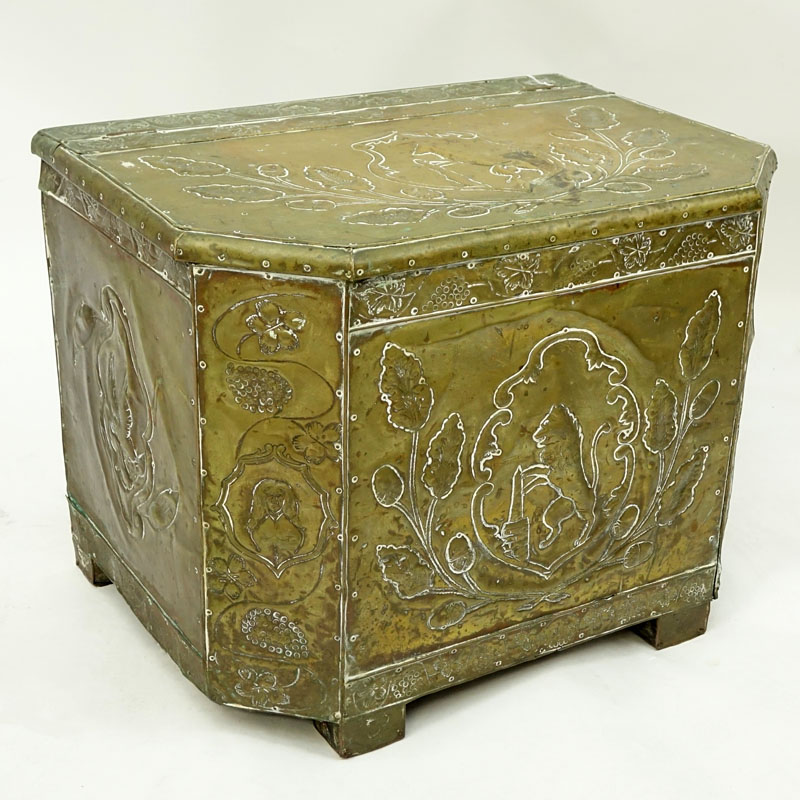 Early Tooled Brass Covered Wood Chest