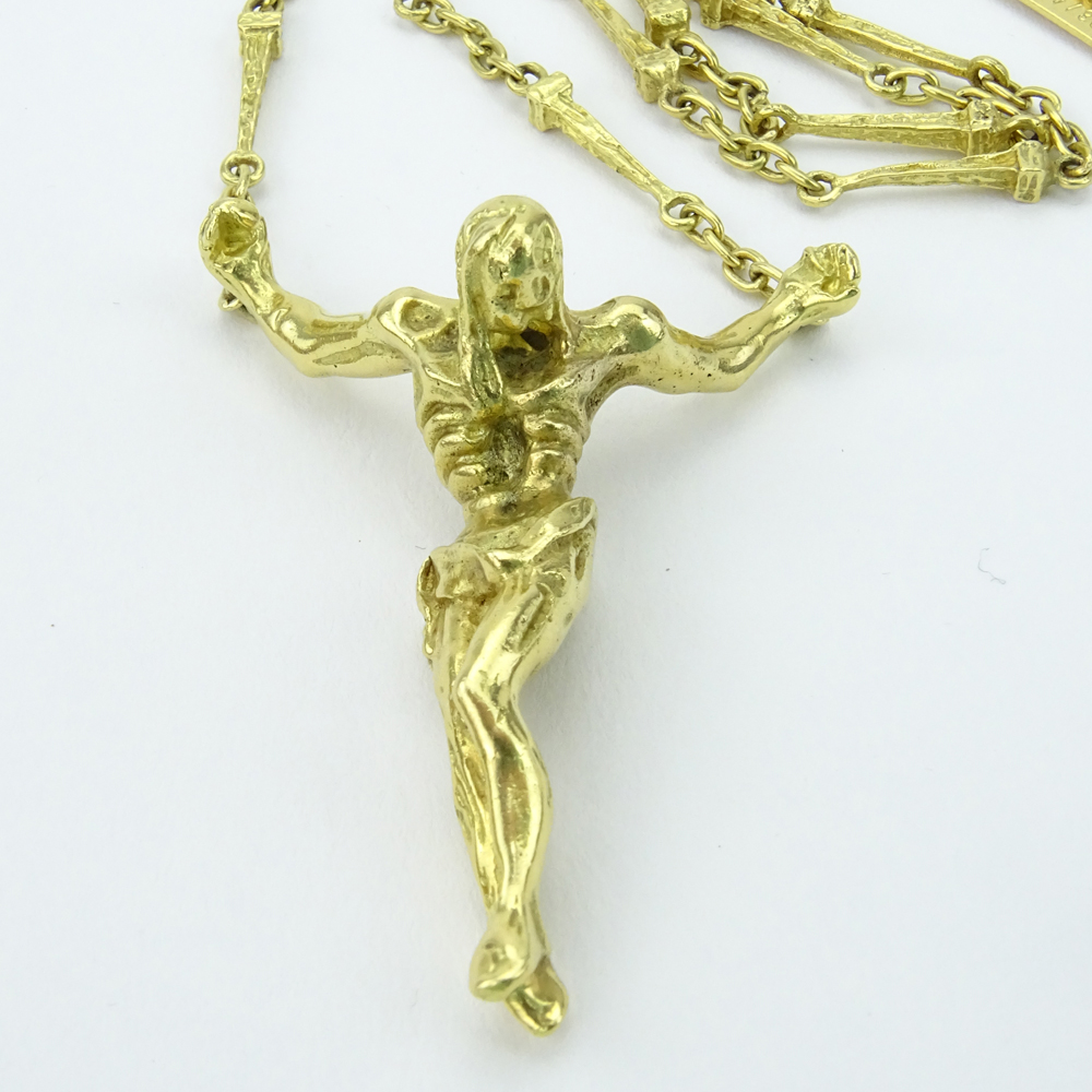 Salvador Dali Christo de San Juan 18 Karat Yellow Gold Jesus Pendant Necklace and Bracelet Suite with Suede Pouch