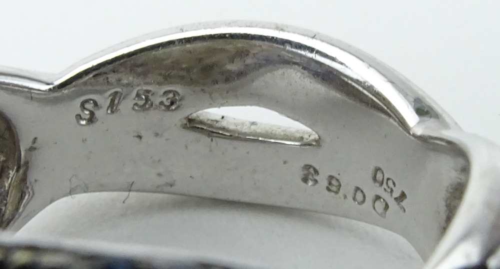 14.5mm South Sea Pearl, Pave Set Sapphire, Diamond and 18 Karat White Gold Ring.