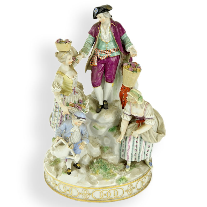 19th Century Meissen Hand Painted Porcelain Figural Group