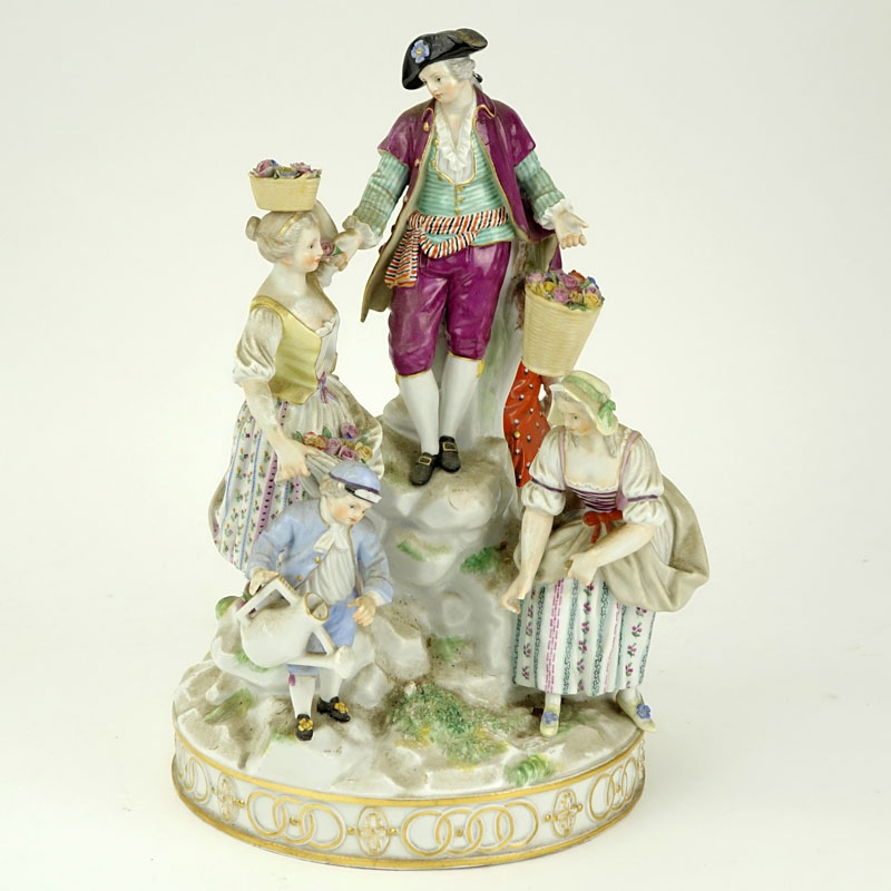 19th Century Meissen Hand Painted Porcelain Figural Group