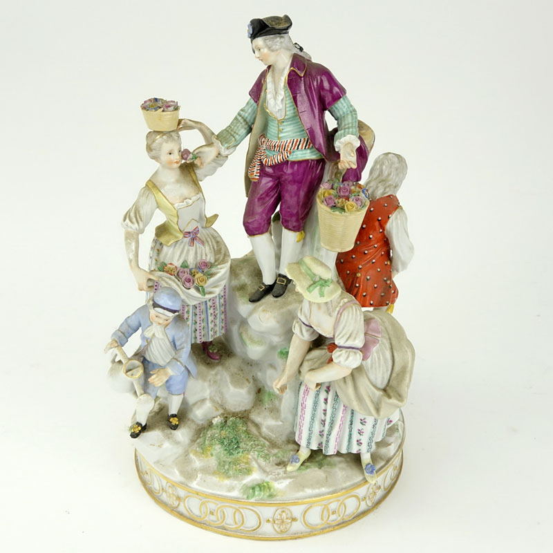 19th Century Meissen Hand Painted Porcelain Figural Group