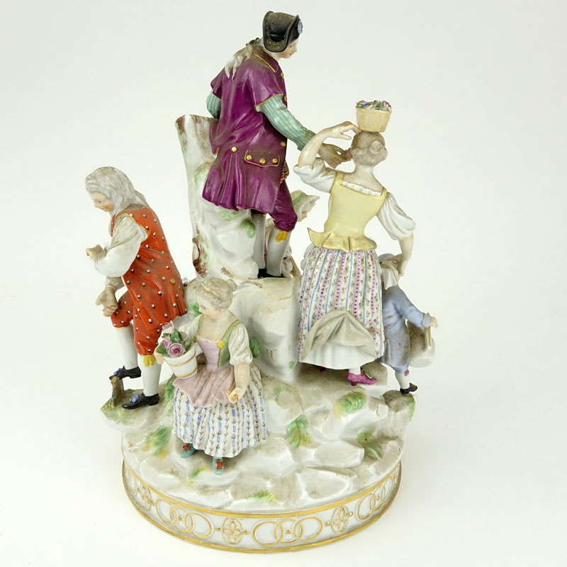 19th Century Meissen Hand Painted Porcelain Figural Group