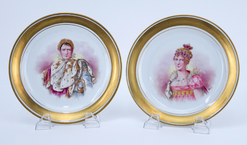 Twelve (12) Sevres Hand-Painted Porcelain Napoleonic Plates