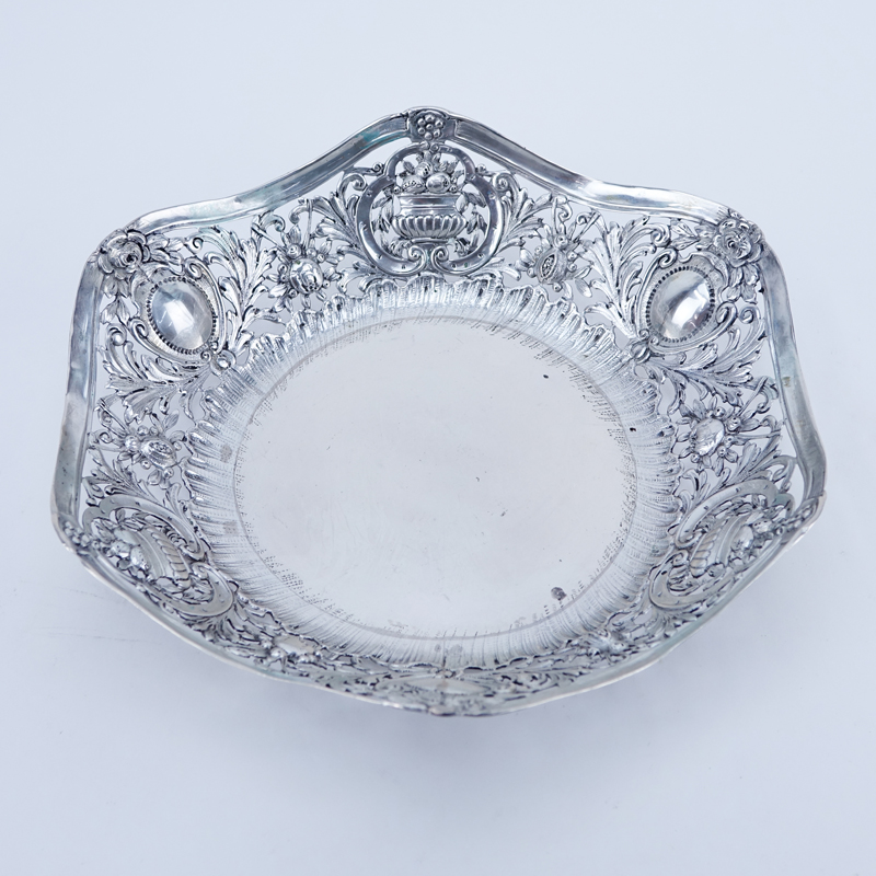 800 Silver Open Work Basket Bowl