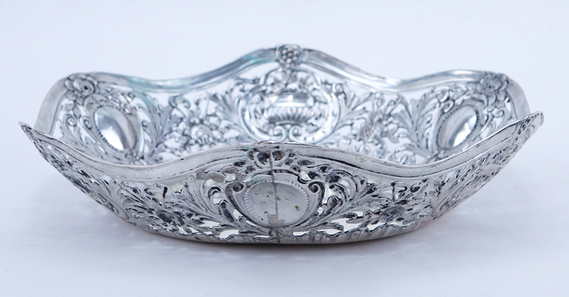 800 Silver Open Work Basket Bowl