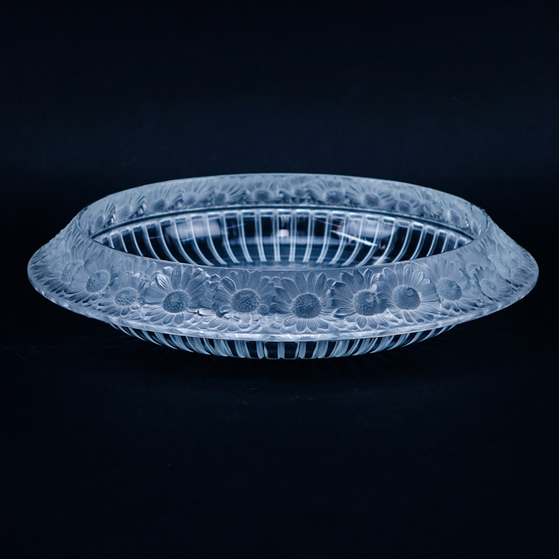 Large Lalique Crystal Marguerites Centerpiece Bowl