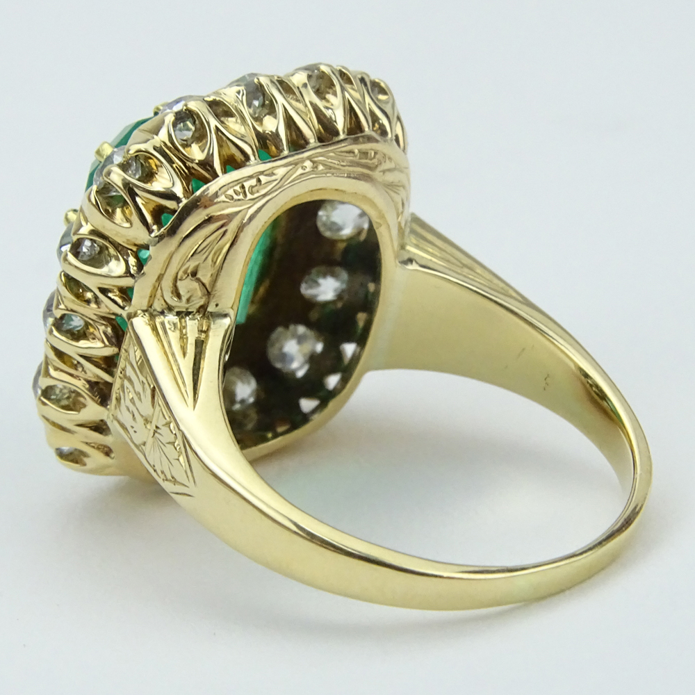  8.0 Carat Colombian Emerald, 2.0 Carat Round Brilliant Cut Diamond and 14 Karat yellow Gold Ring.