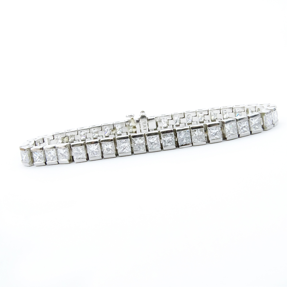 17.04 Carat Princess Cut Diamond and Platinum Tennis Bracelet.