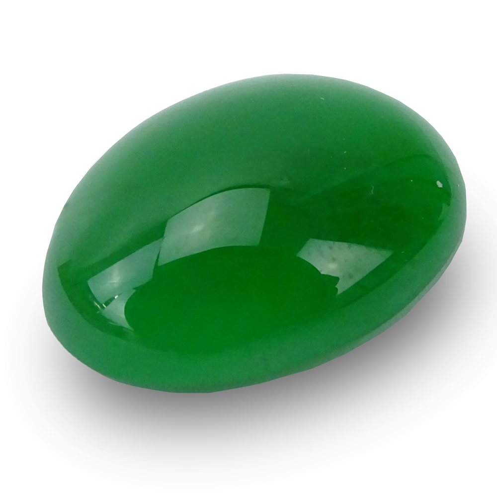 14.40 Carat Oval Cabochon Apple Green Natural Jadeite Jade,