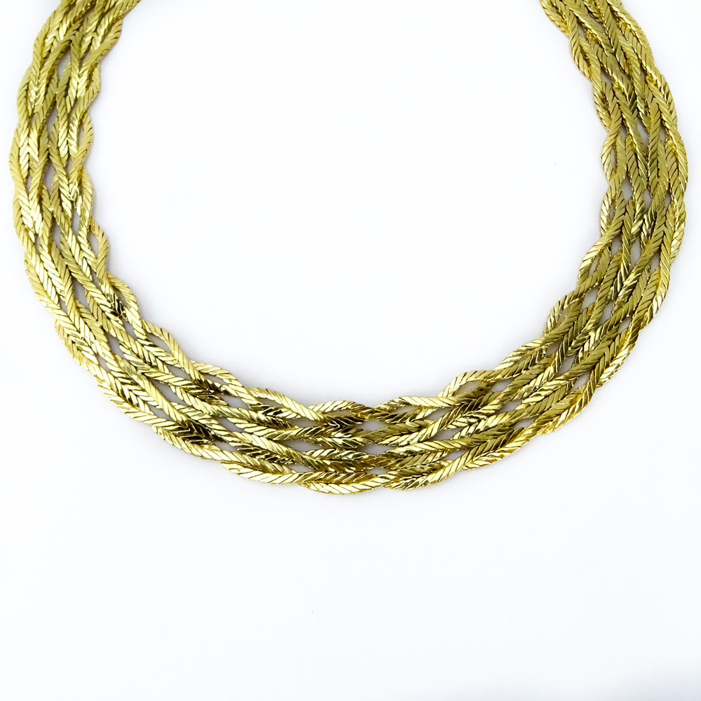 Vintage Mario Buccellati 18 Karat Yellow Gold Herringbone Link Necklace