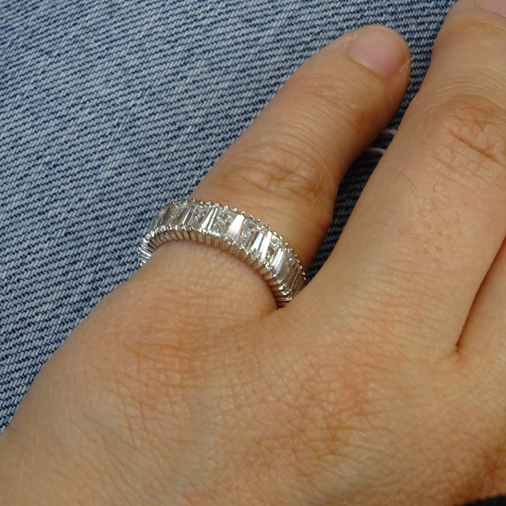 4.0 Carat Tapered Baguette Diamond and Platinum Eternity Band.