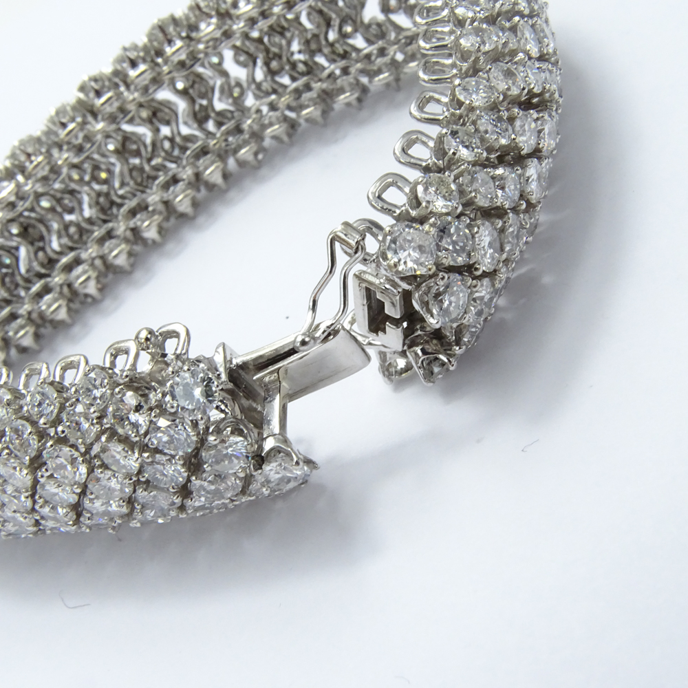 60.0 Carat Three Hundred Fifty (350) Round Brilliant Cut Diamond and 18 Karat White Gold Barber Pole Bracelet.