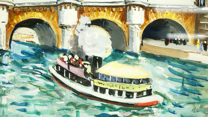 Lucien Genin, French (1894-1958) Gouache on paper "Le Pont Neuf"