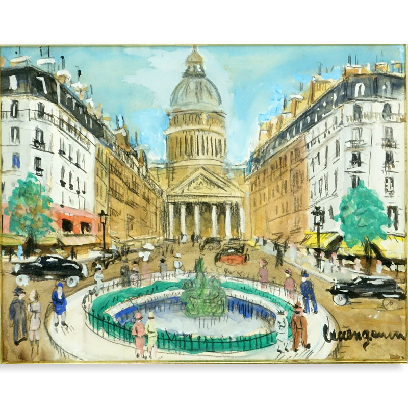 Lucien Genin, French (1894-1958) Gouache on paper "Place du Panthéon"