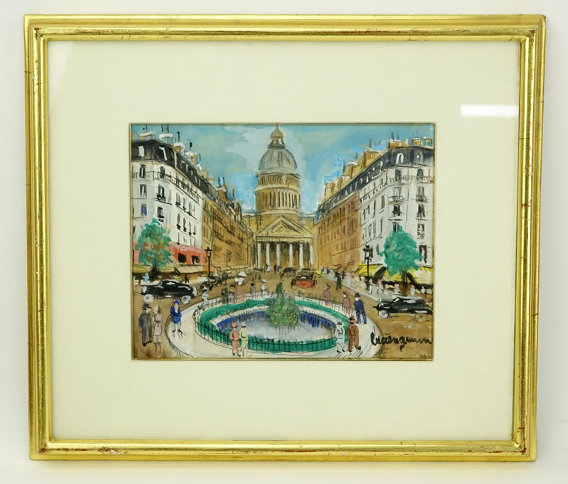 Lucien Genin, French (1894-1958) Gouache on paper "Place du Panthéon"