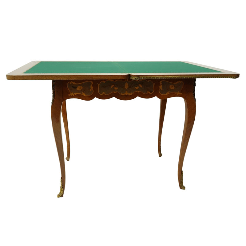 Mid Century Italian Inlaid and Gilt Brass Mounted Game Table