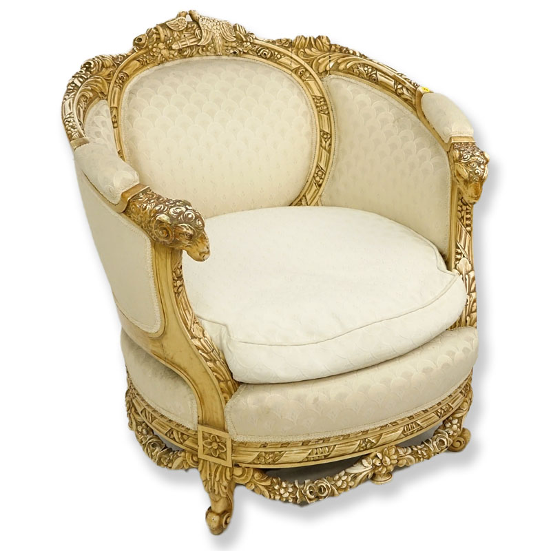 20th Century Carved Upholstered Bergere