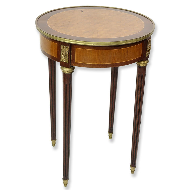 Louis XVI style Bronze Mounted Parquetry Inlaid Mahogany Gueridon / Table