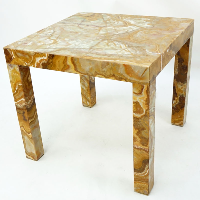 Mid Century Modern Multi Green to Russet Onyx End Table