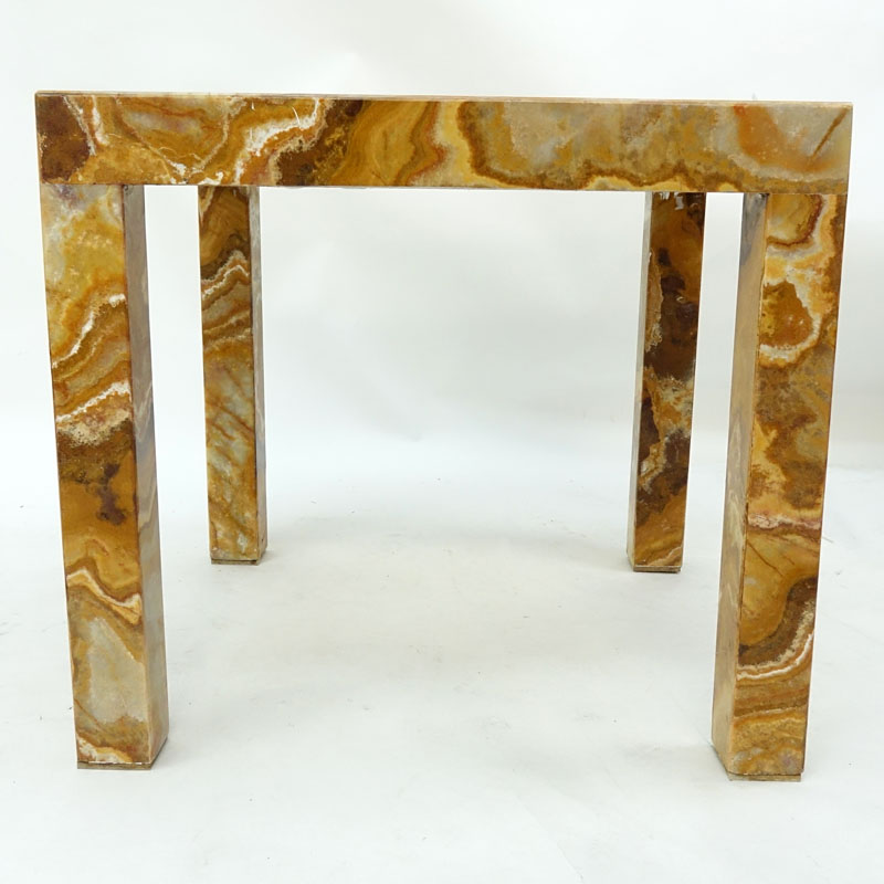 Mid Century Modern Multi Green to Russet Onyx End Table