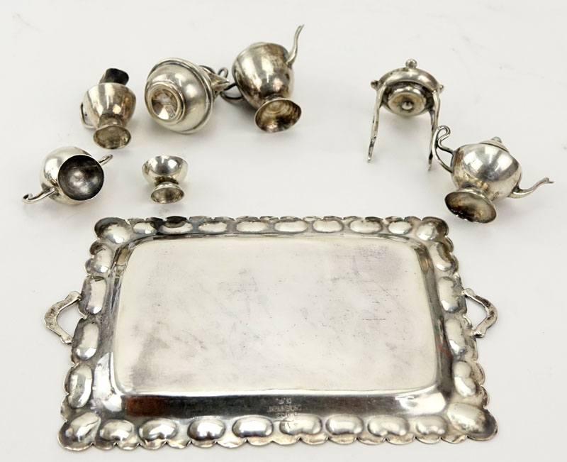 Eight (8) Piece Miniature Mexican Sterling Silver Coffee Set