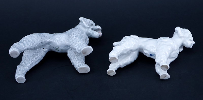 Two Porcelain Poodle Figurines