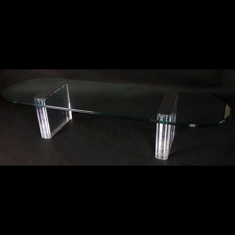 Vintage Lucite, Chrome and Glass Coffee Table Attributed to Pace