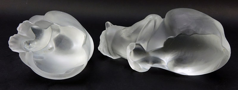 Two Lalique Crystal Cats