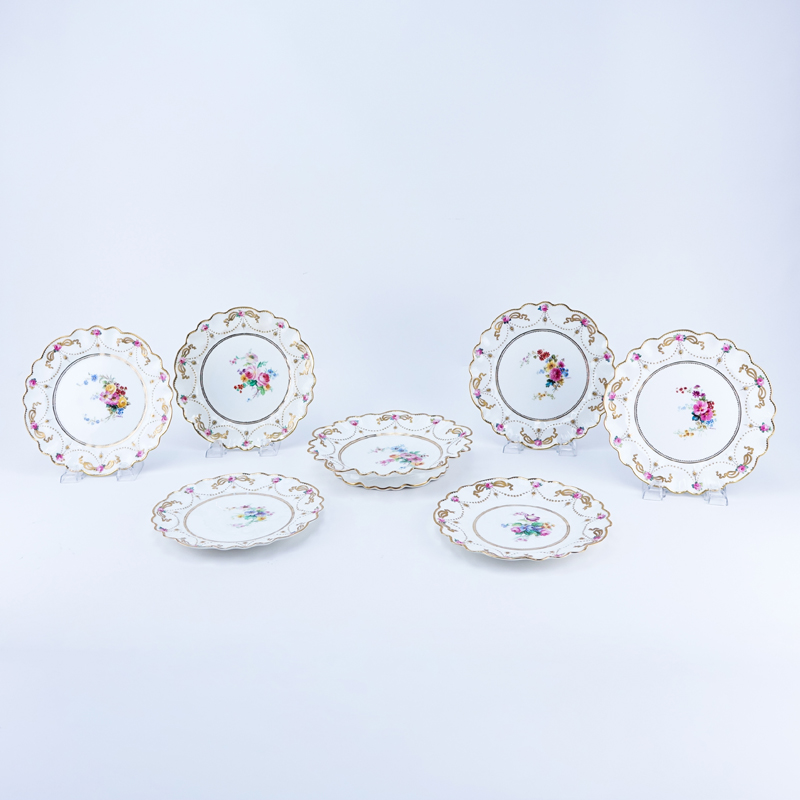 Antique Crescent & Sons Seven (7) Piece Porcelain Dessert Set