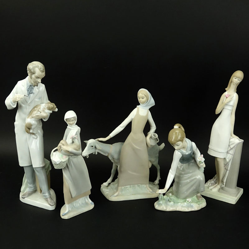 Collection of Five (5) Lladro Porcelain Figurines