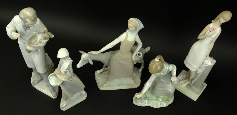 Collection of Five (5) Lladro Porcelain Figurines