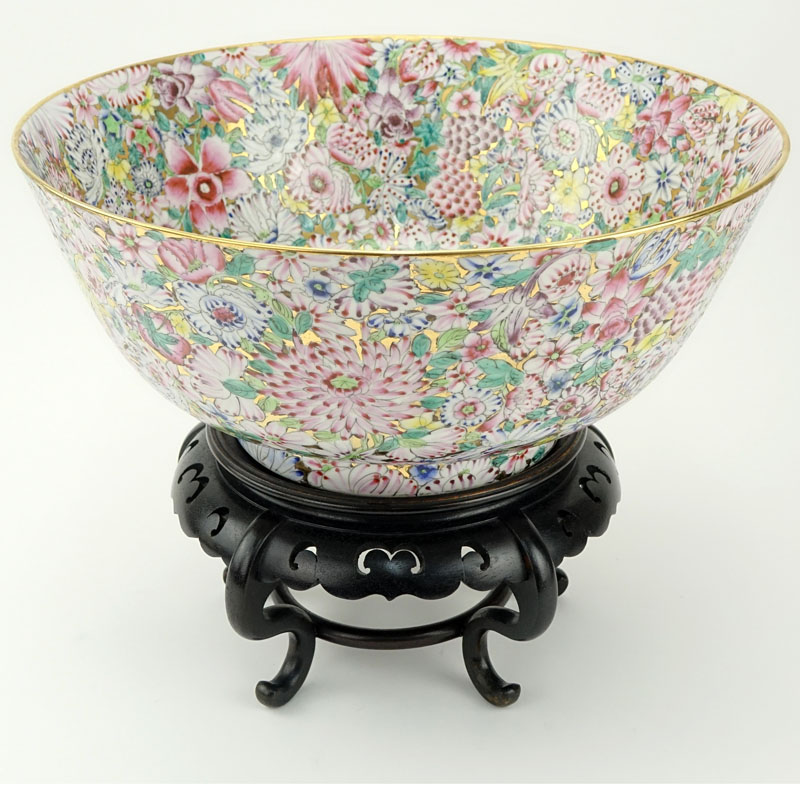 Very Large Chinese Porcelain Bowl On Stand