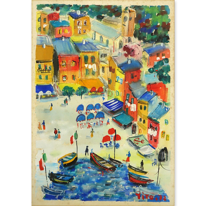 Pito (20th C) Gouache on paper "Portofino"