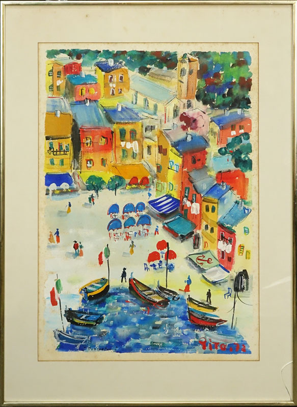 Pito (20th C) Gouache on paper "Portofino"