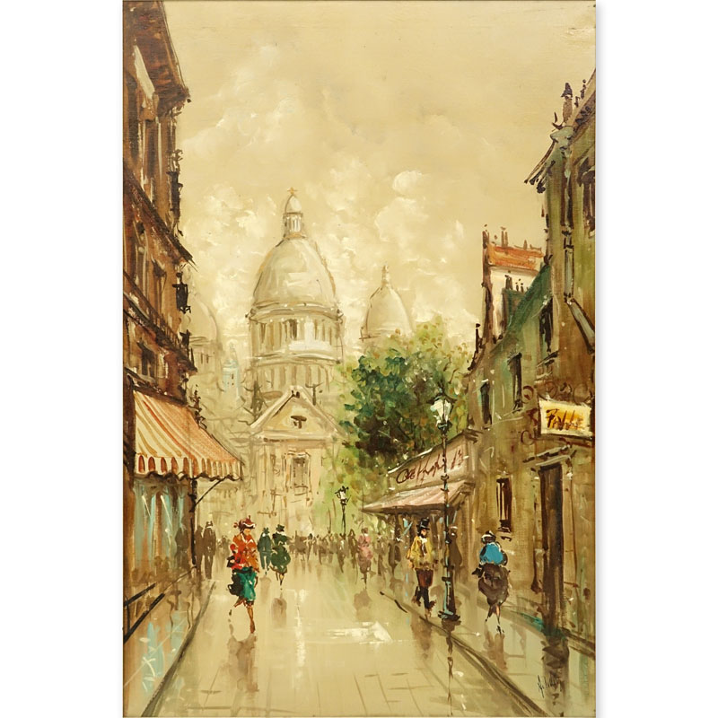 Antonio DeVity, Italian (1901 - 1993) Oil on canvas "Paris Street" Signed lower right, stamped en verso