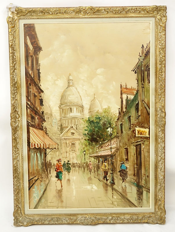 Antonio DeVity, Italian (1901 - 1993) Oil on canvas "Paris Street" Signed lower right, stamped en verso